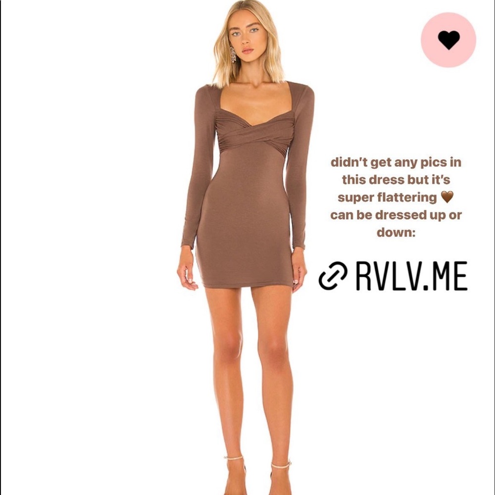 revolve lovers and friends brown long sleeve dress